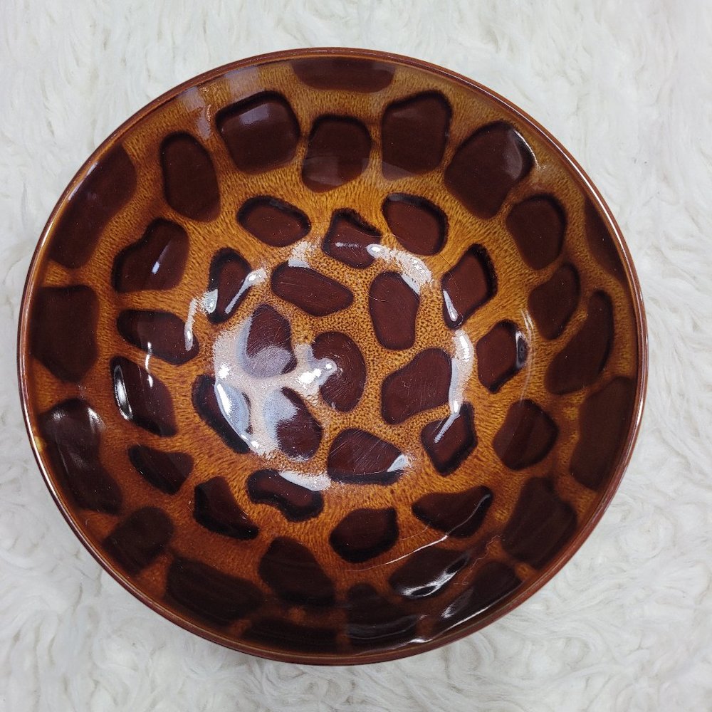 Casa Moda Giraffe Animal Print Africa Safari Bowl Brown